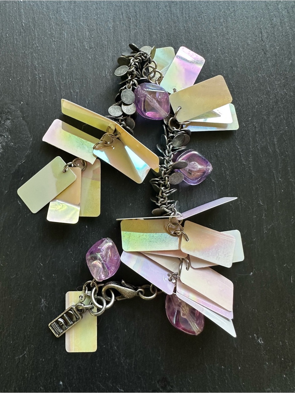 ☀️ 6 for $25 - Beaded Charm Bracelet | Iridescent Tiles & Purple Glass